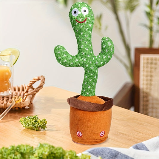 Herobaby Interactive Talking Cactus Toy for 3-6 Months, Green, LED Singing & Recording, Dance Imitation, Textured Fabric, Cute and Interactive.