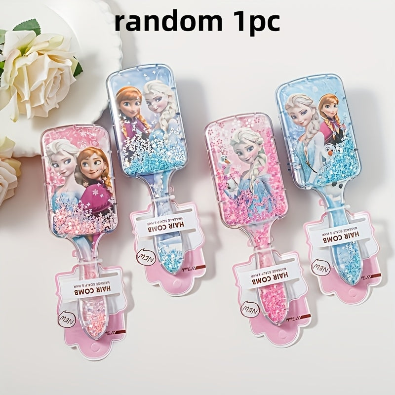 Must-have Bathroom Essential for All Hair Types: Disney Frozen Elsa & Anna Hair Comb Set with Cute Cartoon Paddle Brush, Made of Durable ABS Plastic - No Electricity Required