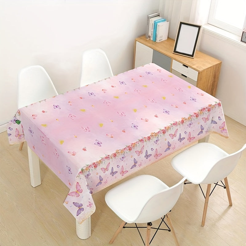 Lovely Pink Butterfly Disposable Tablecloth - Ideal for Weddings, Baby Showers, Gender Reveals & Birthday Parties