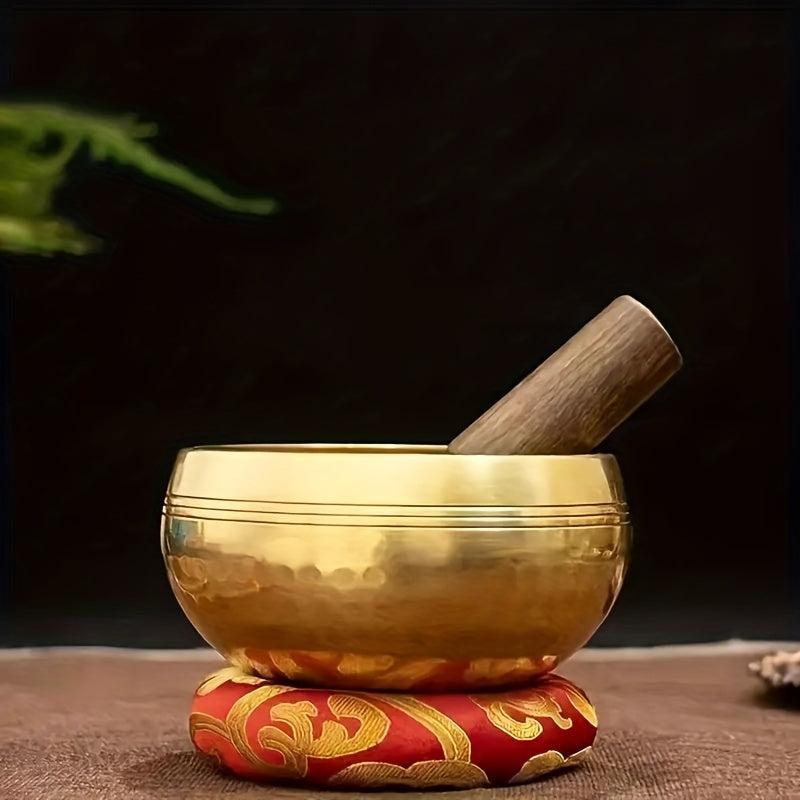 Tibetan Singing Bowl Set for Meditation, Healing, and Relaxation - Hand-Hammered Copper with Mallet