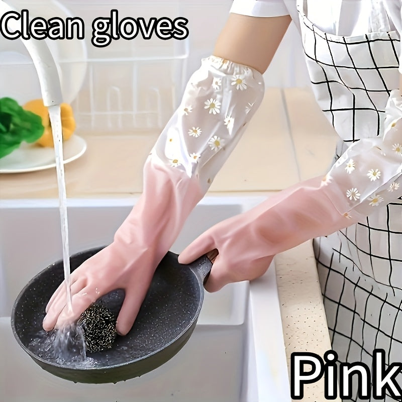 Versatile Home Cleaning & Cooking Gloves - 1 Pair of Lead-Free PVC Long Sleeve Gloves for Kitchen, Bathroom, Bedroom, Living Room Use; Ambidextrous, Lightweight, Not Waterproof.