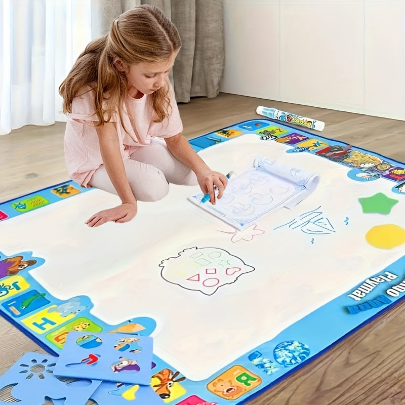 Large, reusable water painting mat for creative family fun.