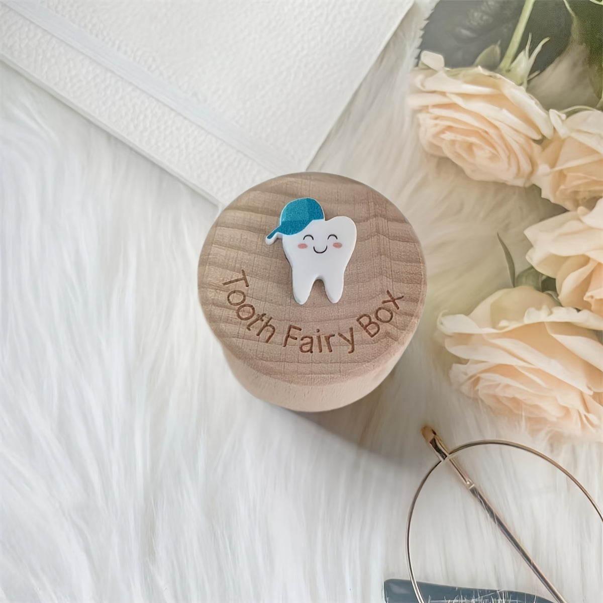 Children's Tooth Fairy Keepsake Box - Unisex Milk Teeth Storage Organizer made of natural wood. This Crude Wood box is perfect for storing your child's lost teeth. Suitable for ages 14 and up.