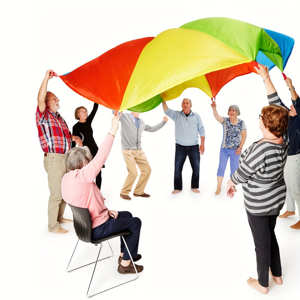 Rainbow Parachute, 2m/6.56ft Long, Random Color, Outdoor Party Activities, Suitable for Teamwork Games, Family Building Toys