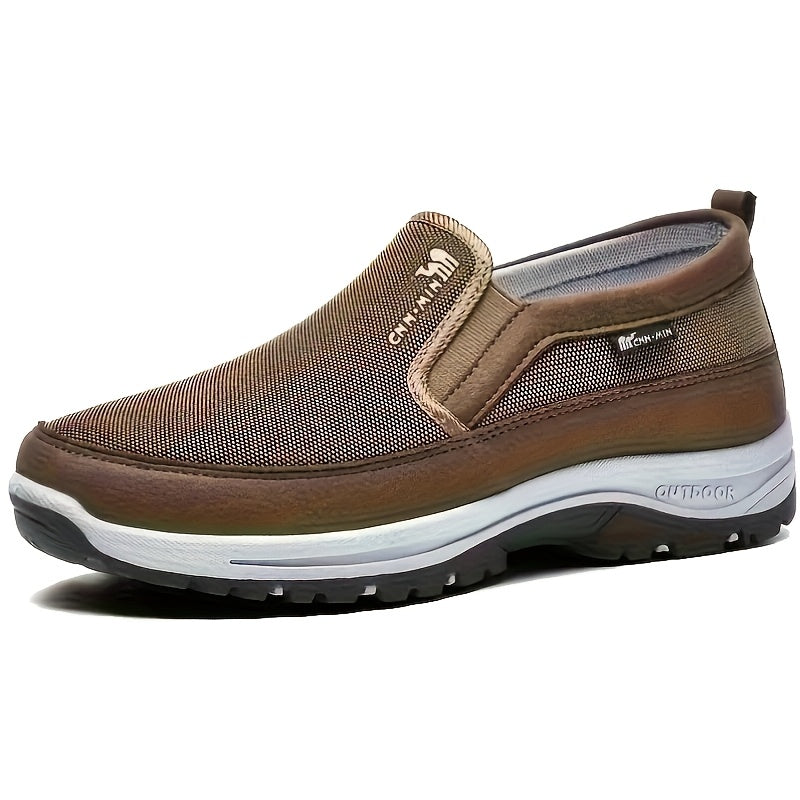 Breathable knit slip-on loafers for men with thick, non-slip soles - ideal for outdoor activities.