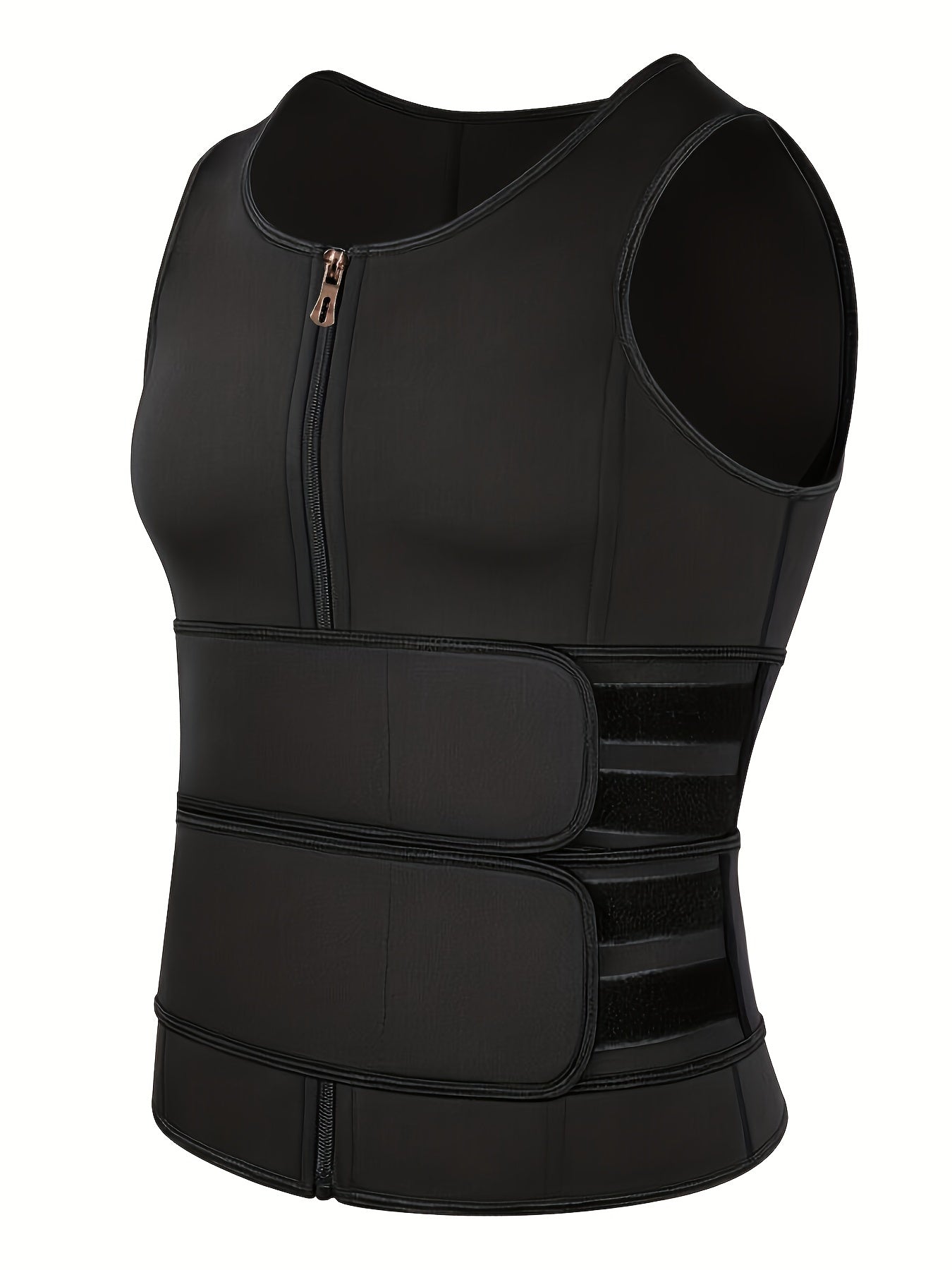 Men's neoprene sauna vest with double belt for intense sweating during sports or gym workouts.