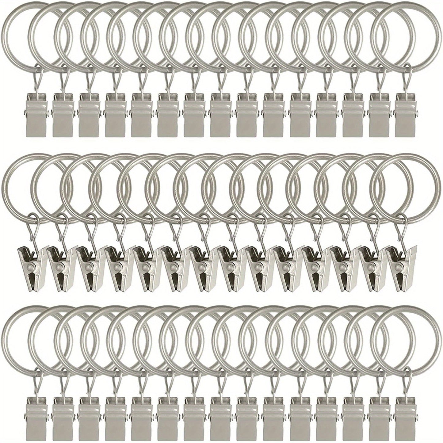 A collection of 44 luxurious golden curtain rings and clips, including both hooks and rings, designed to fit 5/8 inch curtain rods.