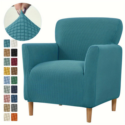 Modern armchair slipcover with slip-resistant design, machine washable polyester/spandex, and elastic-band closure - fits standard armchairs.