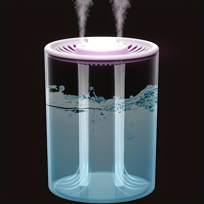 Large 5L USB humidifier with dual mist and colorful ambient lighting - ideal for home and office.