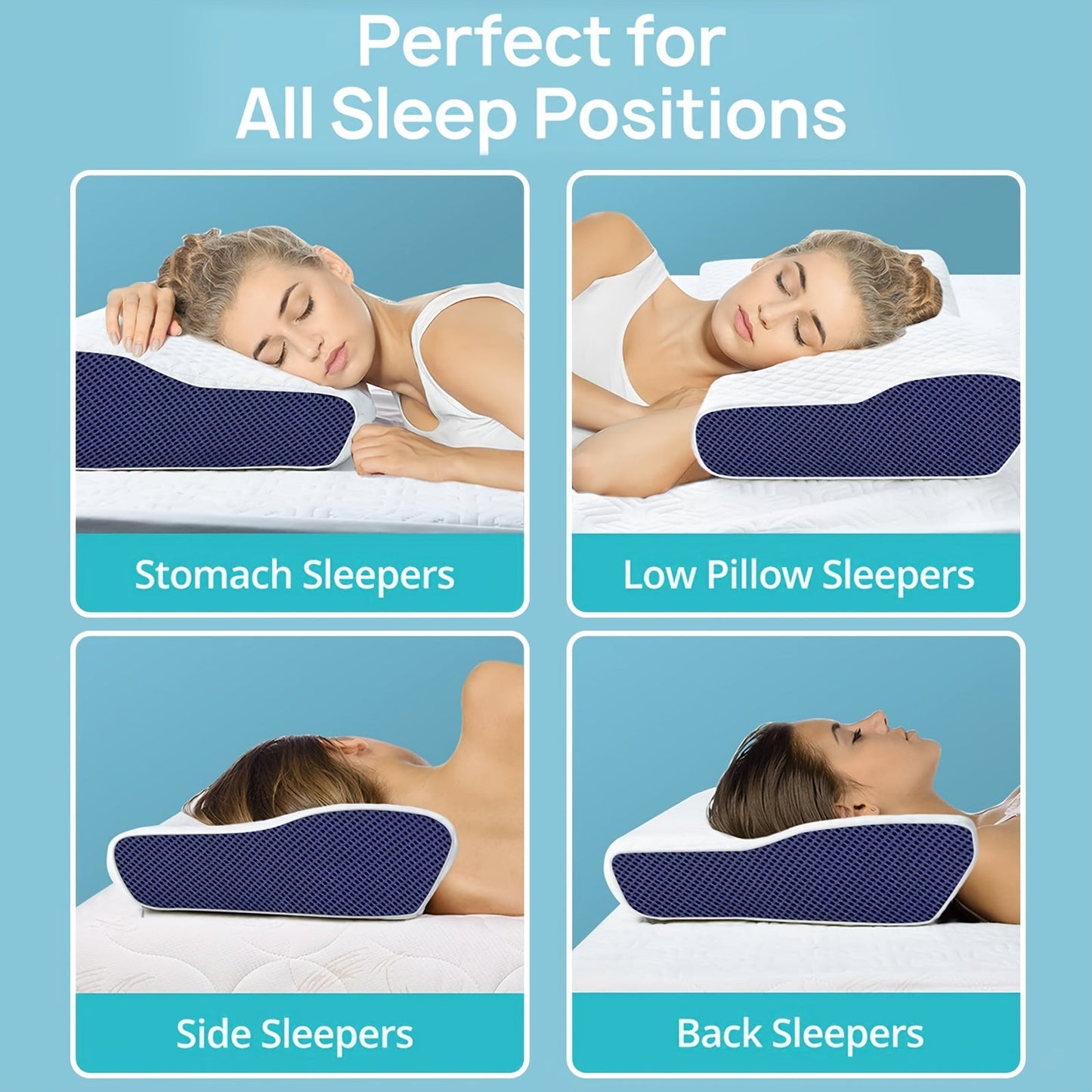 Memory Foam Pillow Contoured for Neck and Back Support - Enhances Sleep Quality for Side, Back, and Stomach Sleepers