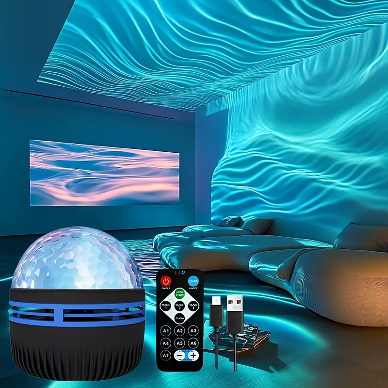 Magical Water Ripple LED Night Light - Powered by USB. Great for Bedroom, Gaming Room, and Garden Decor. Perfect gift for Valentine's Day, Christmas, weddings, and birthdays.