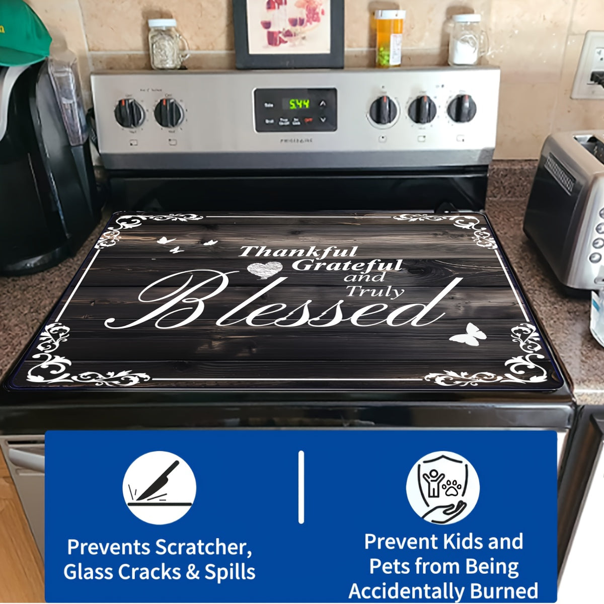 Durable 72.39x52.07cm Stove Top Cover with Heat-Resistant Glass - Dishwasher Safe, Scratch-Proof Protector for Cooktops, Washers & Dryers - Perfect for Expanding Kitchen Counters