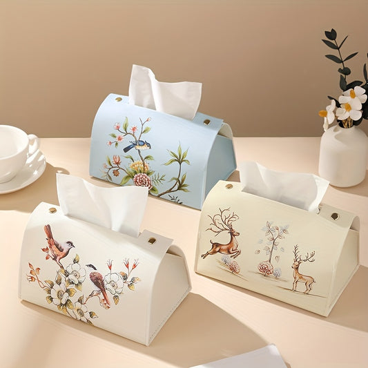 Stylish Nordic faux leather tissue box cover for multiple rooms in the home.