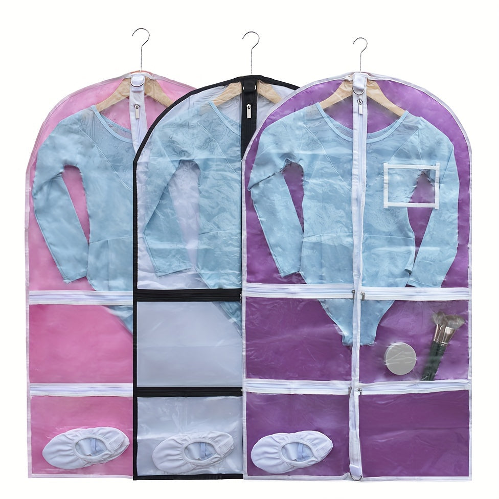 Durable Dust-Proof Organizer for Kids' Dance Skirts - Waterproof Hanging Bag with Clear Window, Ideal for Traveling and Storing Competition, Sports, Skating, Drama, and Pageant Attire