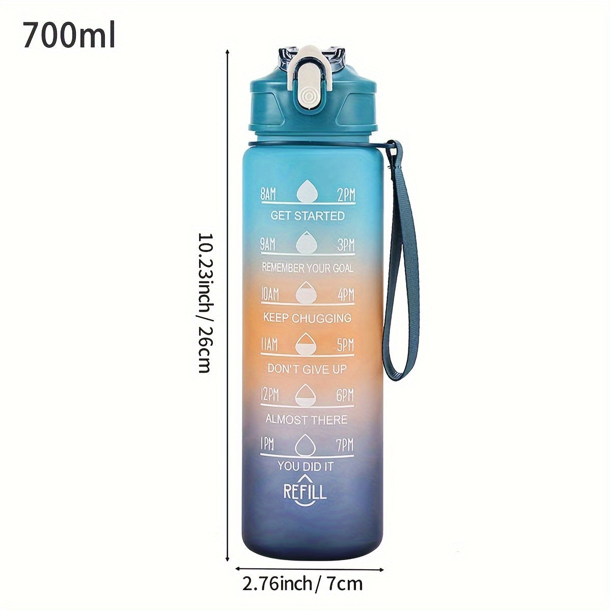 Motivational sports water bottle with straw, 2.3L capacity, lightweight and BPA-free. Perfect for running and outdoor camping.