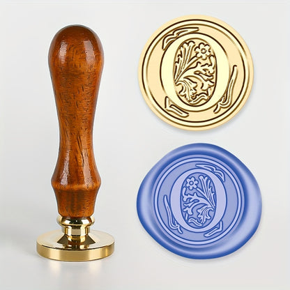 1 set of a 26-letter series Wax Seal Stamp with a Retro Wood Handle and Brass Head for various uses such as Thanksgiving Cards, Envelopes, Gift Wrapping, and Wedding Invitations featuring a