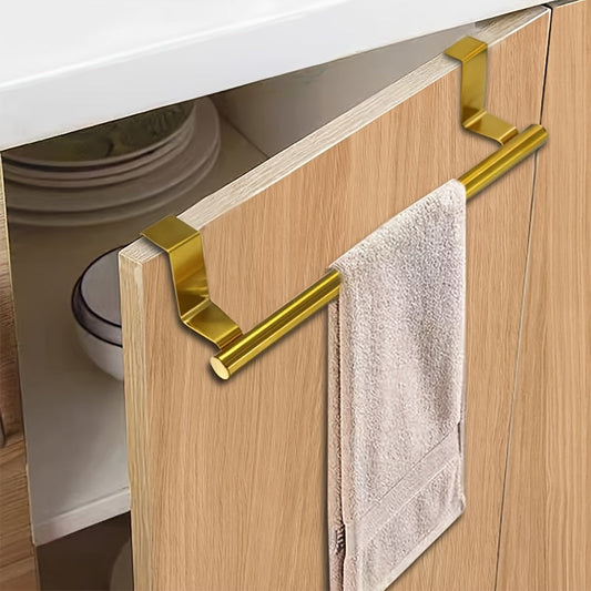 Contemporary Stainless Steel Towel Bar with Easy Installation, Punch-Free Mounting, Rust-Resistance, and Durability - Perfect for Bathroom Doors, Cabinets, and Wall Mounting - Single Rod Towel Rack Accessory