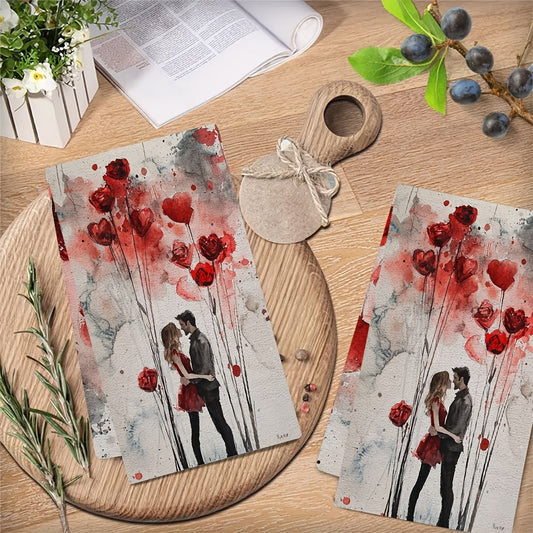 Pair of ultra-soft kitchen towels, ideal for Valentine's Day featuring a sweet XOXOX design. These highly absorbent dish and hand towels can be used for holiday decoration. They are machine washable and measure 40.64X60.96 cm.