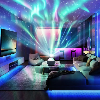 Experience the beauty of Aurora Dreams with this USB-powered starry night sky projector featuring the Northern Lights. Control the adjustable brightness and create the perfect ambiance for your bedroom or game room with the remote control.