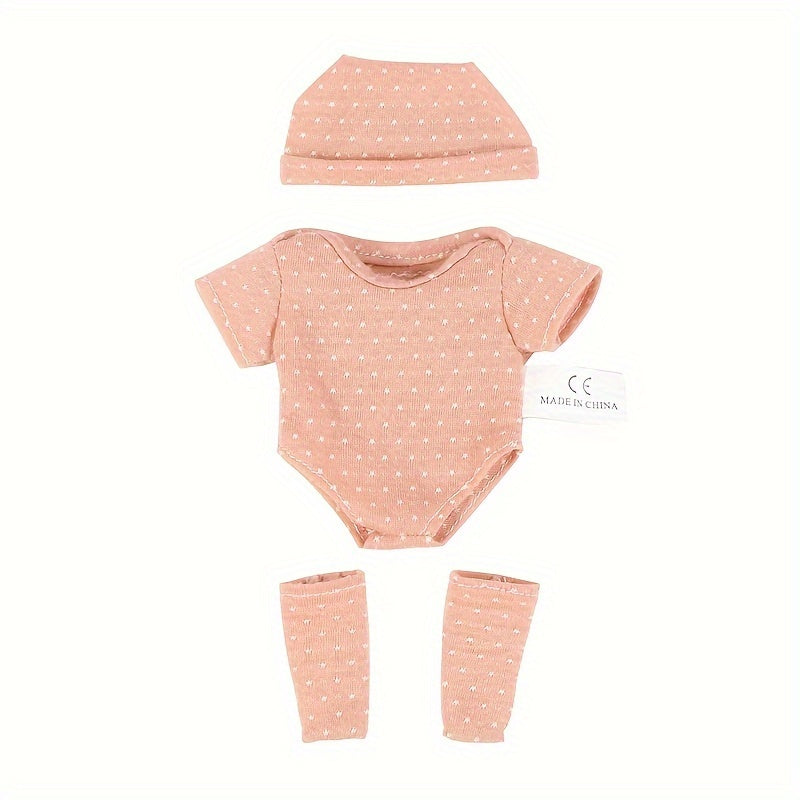 4 different styles of mini doll clothes for 7.8-inch dolls, suitable for reborn or baby dolls as toy accessories.