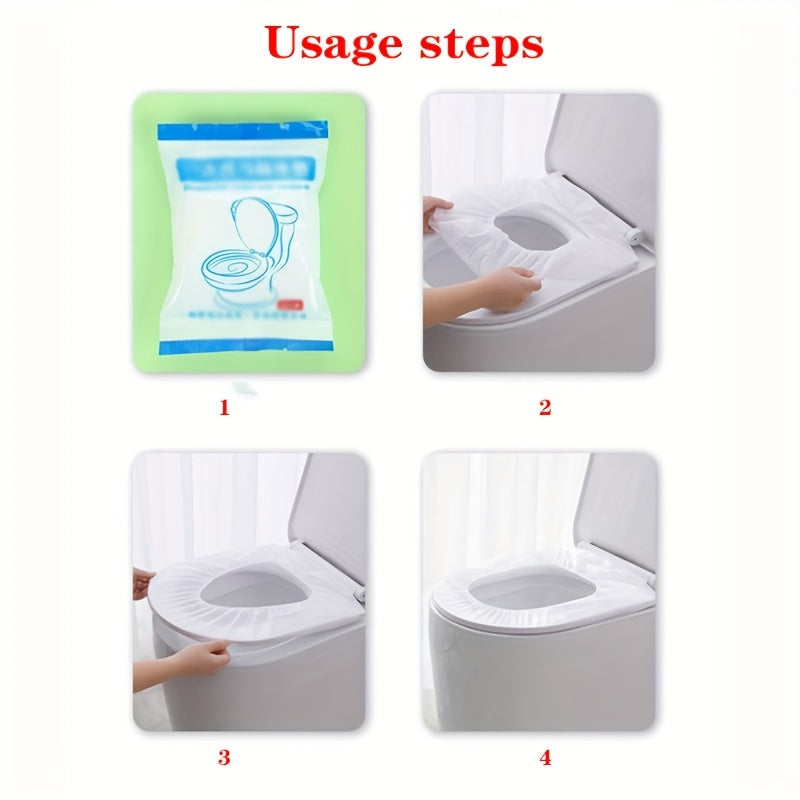 10-pack of thick waterproof disposable toilet seat covers for travel and hotel use, no electricity required