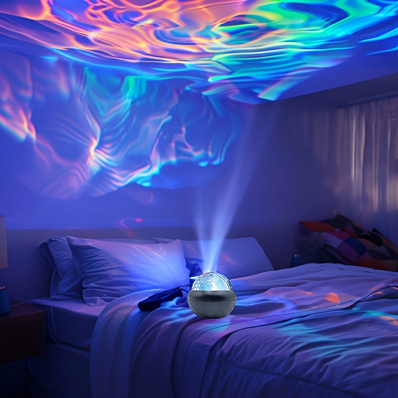 LED Ripple Nightlight with adjustable color-changing circular spotlight, perfect for bedrooms, weddings, holidays, and travel. Powered by USB.