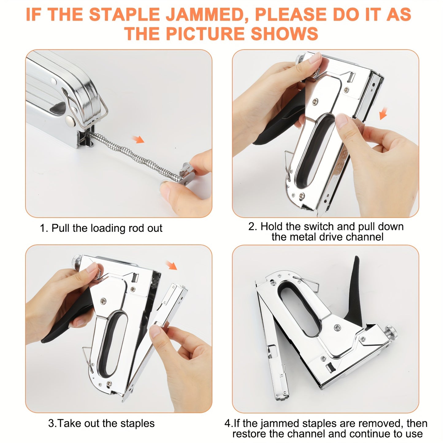 1pc, Bamda's Heavy Duty Staple Gun Kit with 300 Staples for Upholstery, Decoration, Carpentry, Furniture, Doors, and Windows.