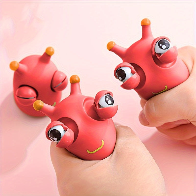 Caterpillar fidget toy with pop-out eyes, plastic, non-electric, for stress reduction, 3-6 years, fun pinch toy for decompression and play