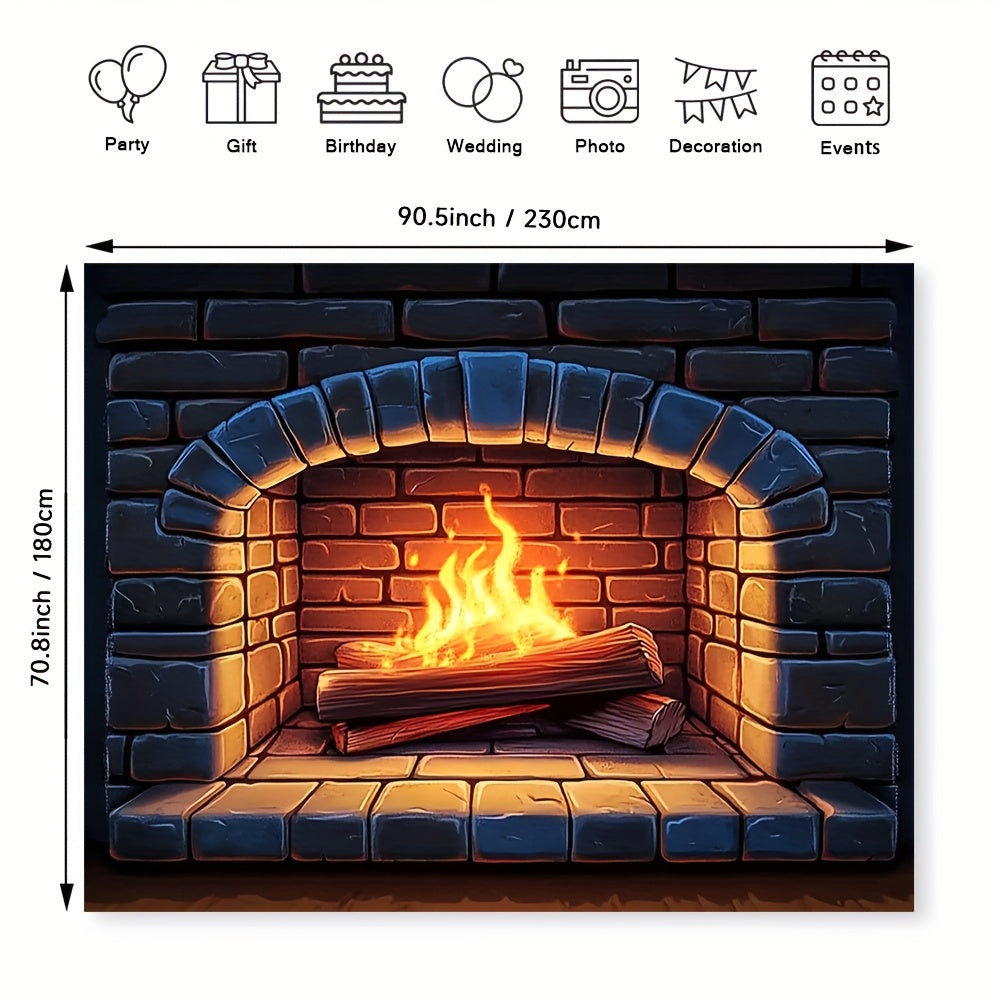 Enhance the festive atmosphere in your home with this 3D Realistic Fireplace Background Cloth! Perfect for family photos, seasonal activities, and special occasions, this beautiful setting adds charm and warmth to any gathering. Elevate your fireplace