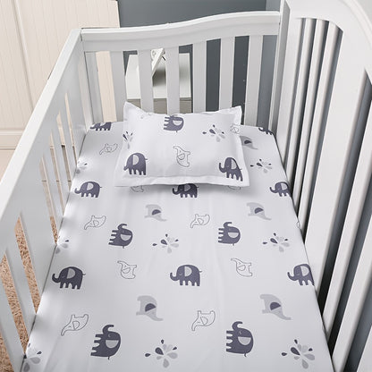 Elephant-themed five-piece bedding set with dyed print.