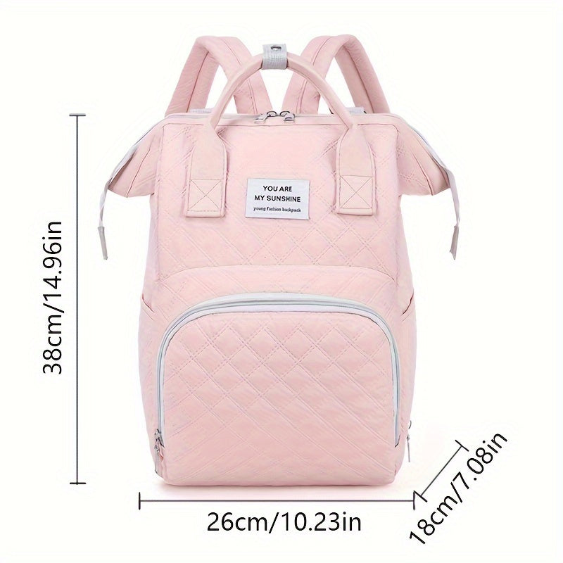 Stylish Solid Color Mommy Bag with Large Capacity, Portable Mother Backpack, Featuring Separate Insulated Bottle Compartment and Stroller Attachment Option