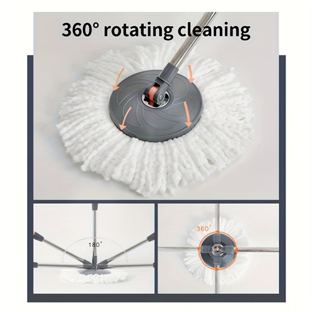 EasyWring Spin Mop & Bucket System includes 1 set with 3 reusable microfiber pads. The hands-free system features a stainless steel handle, making it ideal for hardwood, tile, and laminate floors. It can be used for both wet and dry cleaning, dust