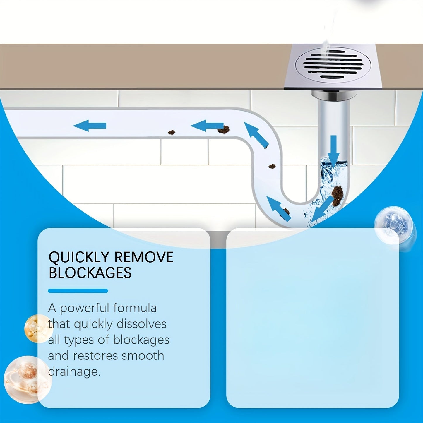 Powerful Drain Unblocker for Kitchen & Bathroom - Easily Removes Clogs, Grease & Hair from Pipes