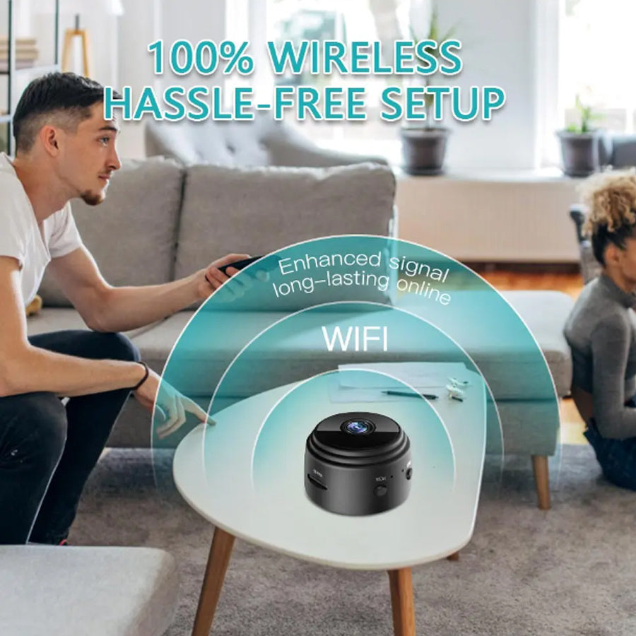 Wireless Mini Surveillance Camera - OIMLYO A9 1pc, with 480p Resolution, Wi-Fi Connectivity, Magnetic ABS Back Cover, USB Rechargeable, Non-Waterproof, Ideal for Home, Pet, and Vehicle Monitoring. Features ≤36V power supply.