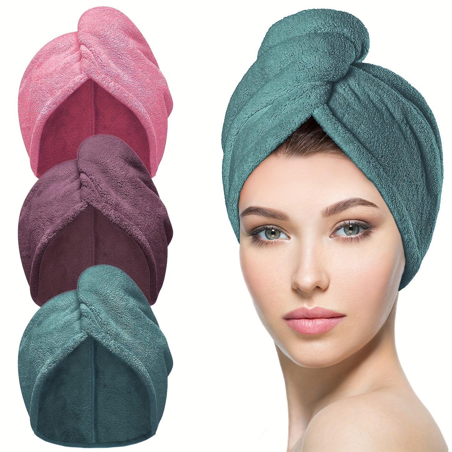 3-piece Microfiber Hair Towel Set for Curly Hair, Anti-Frizz Hair Turban