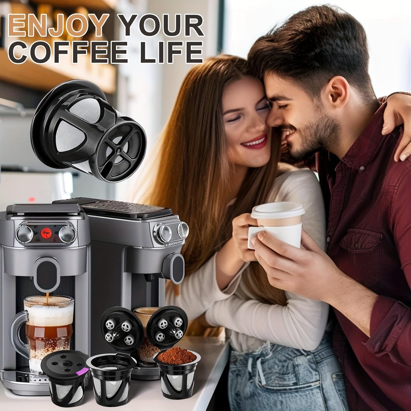 Keurig mashinalari uchun 2/4 ta qayta ishlatiladigan K-Cup to'plami, 5 teshik bilan to'ldiriladigan qahva podlari, Keurig Supreme Multistream seriyasi bilan mos keladi, oshxona zaruriy buyumlari.