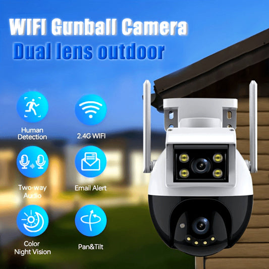 The Teruhal Smart Outdoor Security Camera is a waterproof, Wi-Fi enabled device equipped with pan/tilt capabilities, full color night vision, AI human detection, two-way audio, and 720p HD resolution. It is USB powered, features automatic tracking and