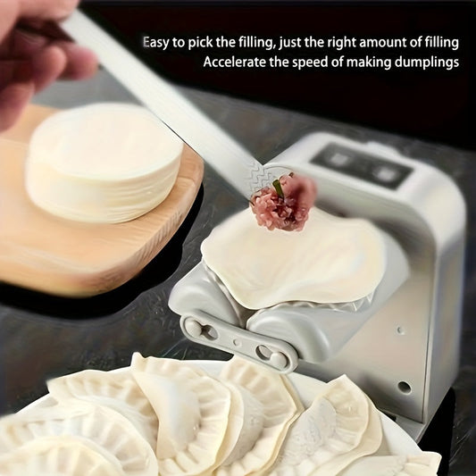 This rechargeable electric dumpling maker features a 600mAh lithium battery and USB charging. It is food-safe and can make up to 1500 dumplings per charge. Perfect for home cooking and dining, this automatic dumpling machine is ideal for creating