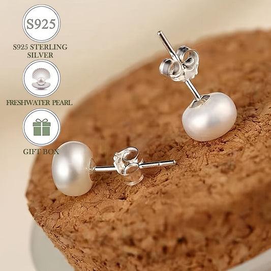 Upgrade your style with a pair of stunning French-inspired Freshwater Pearl earrings. Made with S925 Sterling Silver studs, these elegant 7-10mm pearls are perfect for everyday wear, gifting, and special occasions like Valentine's Day. Weighing only