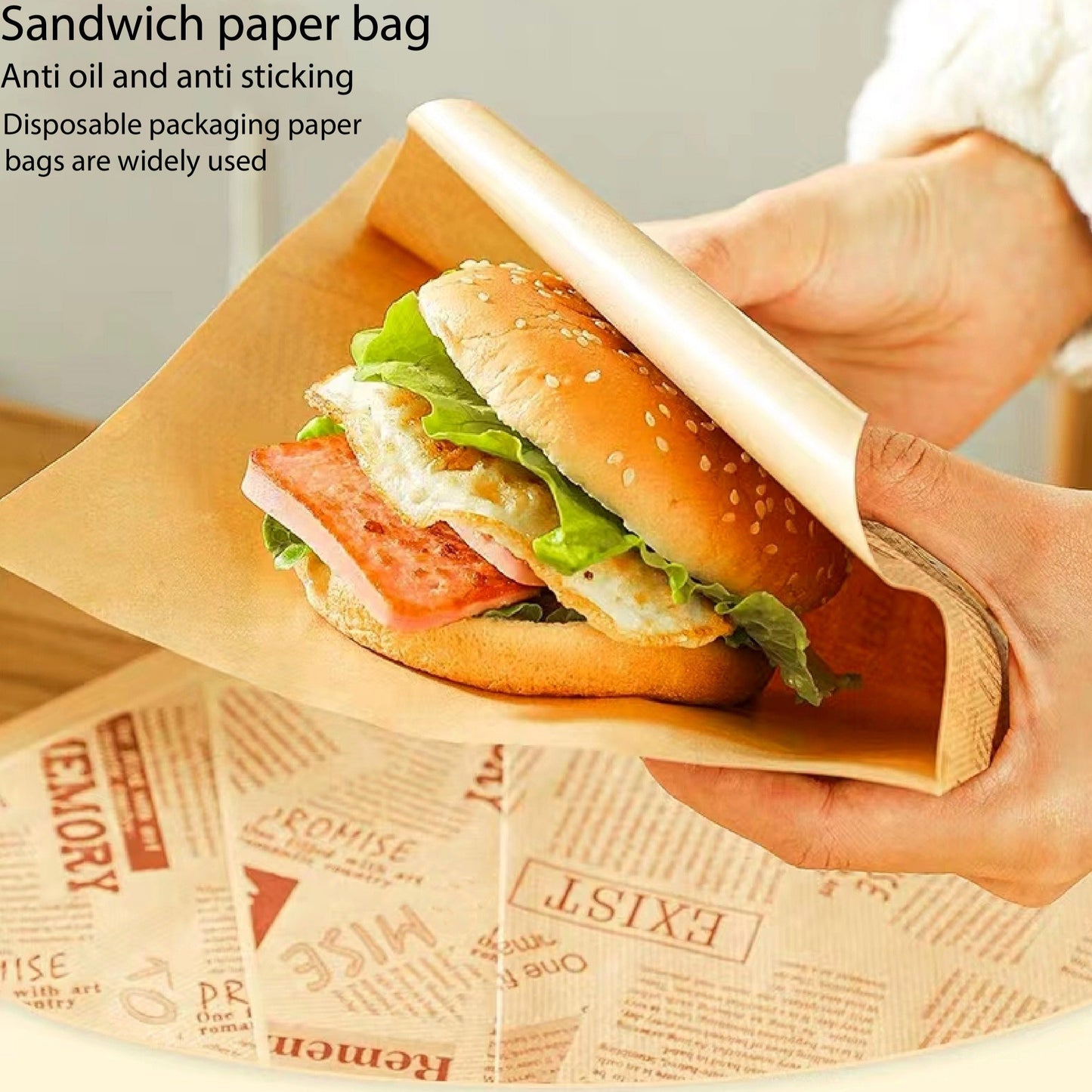 Packaging Bag: 50/100pcs of Oil Proof and Waterproof Paper Bags with Corner Opening. Perfect for Restaurants, Parties, and Travel. Ideal for Sandwiches, Egg Tarts, French Fries, and other cooked foods. These bags are kitchen organizers and storage