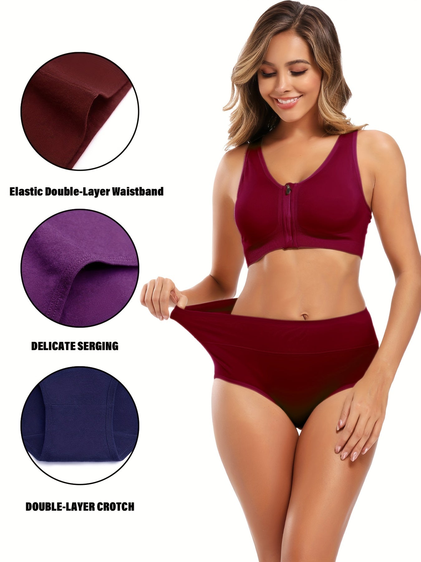 5 Women's High-Waist Briefs in Assorted Colors - Soft blend, stretchy, non-see-through knitted fabric