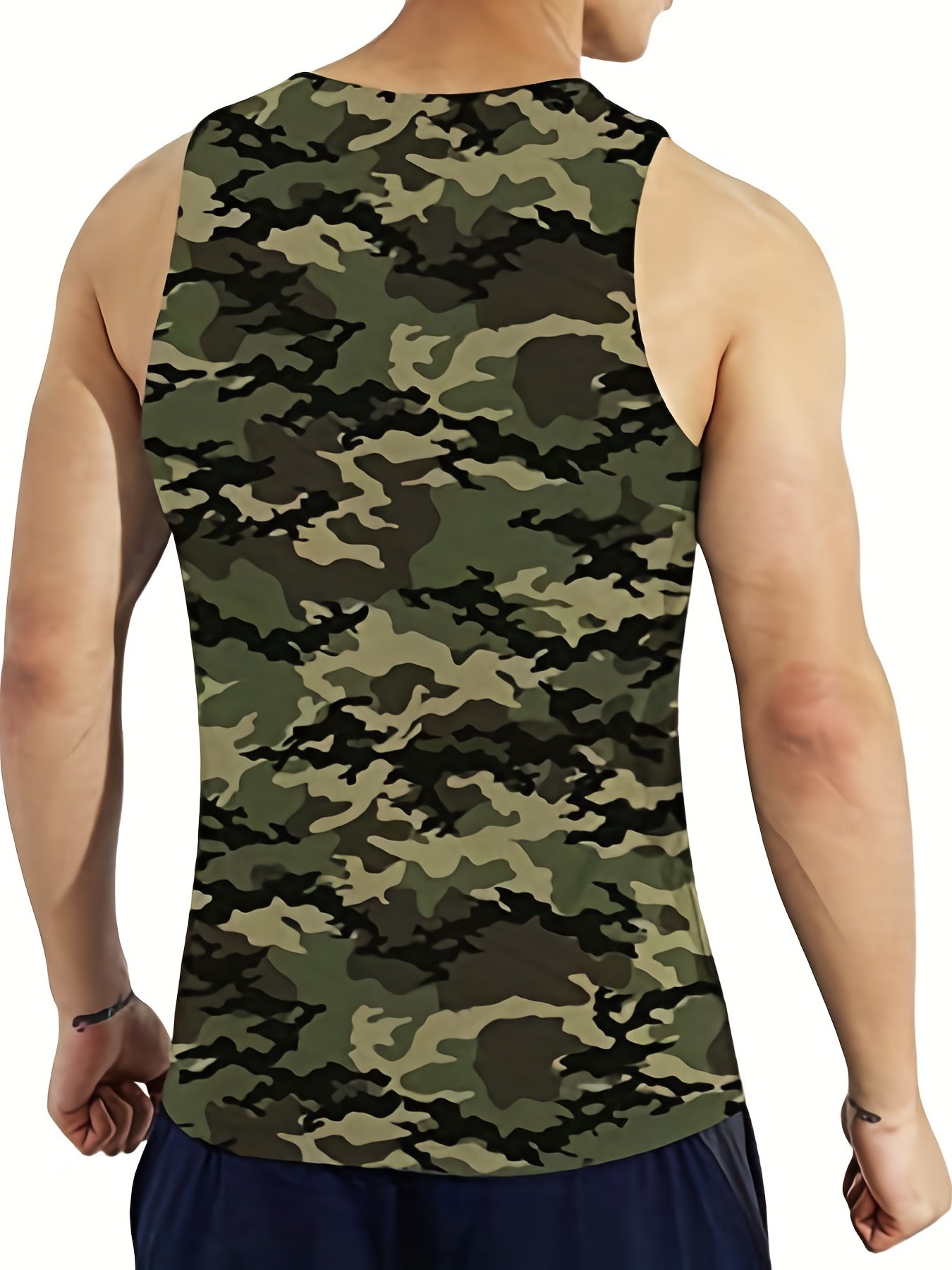 Men's camo tank top for bodybuilding and summer fashion, best-sellers for plus size men.