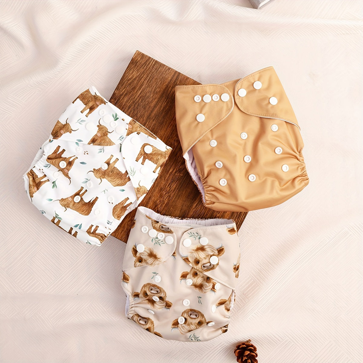 Set of 3 Soft Suede Cloth Diapers with Pockets - Happy Flute Brand, Ideal for Youngsters 2.99-14.97KG, Reusable and Machine Washable