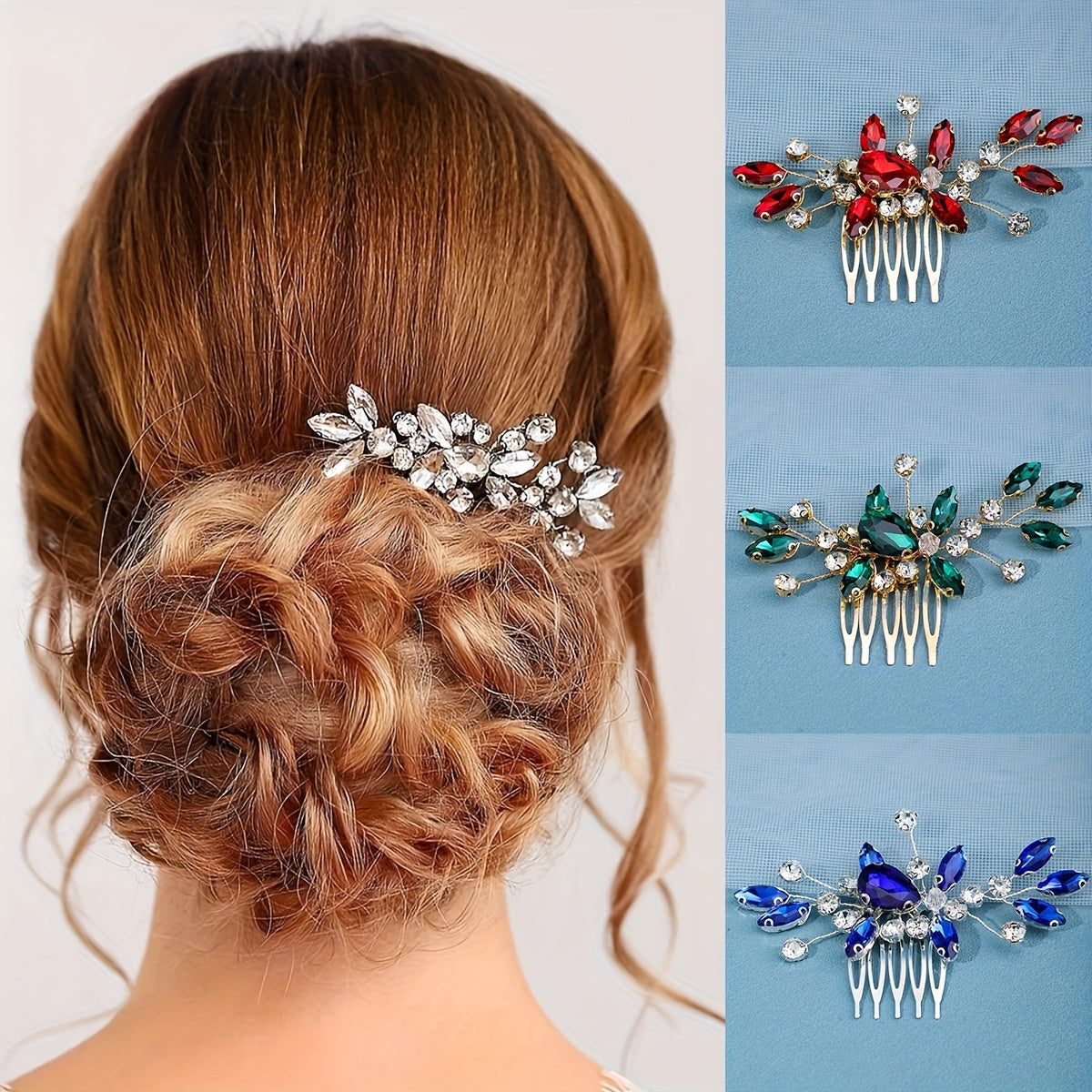 Handmade Rhinestone Bridal Hair Comb, Wedding Hair Accessory for Updo Hairstyles and Decorations