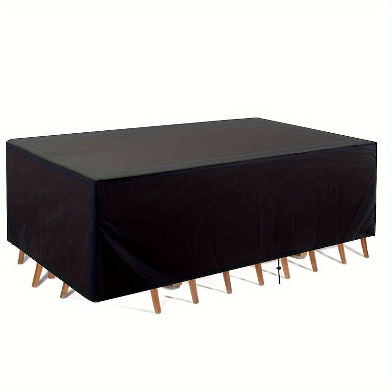 1pc Heavy-Duty 420D Waterproof Patio Tablecloth in Black, Elastic Fit for Rectangular Tables & Furniture, Ideal for Outdoor Dining, Picnics & Sofa Areas, 182.88x119.38x73.66 cm