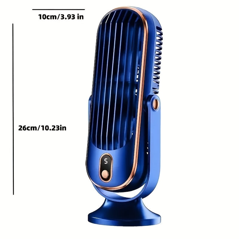 Introducing the 1pc Portable Desk Fan, the ultimate cooling companion. This mini personal fan features 5-speed settings, a high-wind power output, and a sleek polished finish. With easy button control, this fan is perfect for use in the home, office