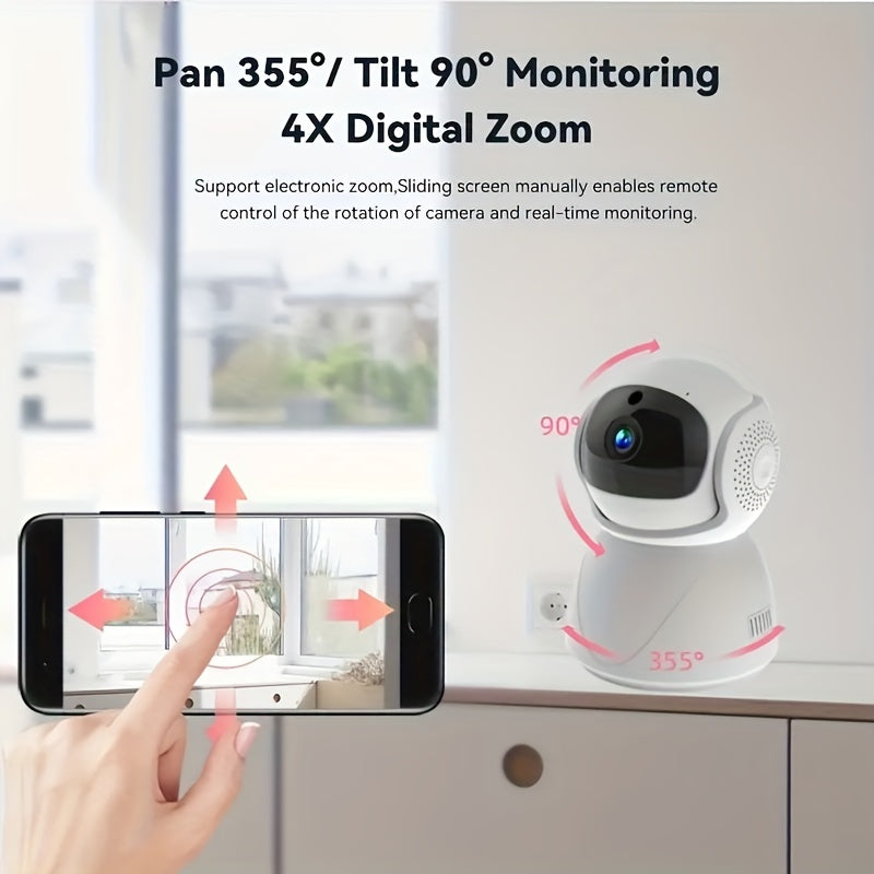 Stay connected and secure with our Smart Home Security Camera. With HD 1080P quality, WiFi connection, and easy One-Click Call feature, you can monitor your home effortlessly. The camera also features Auto Tracking, Infrared Night Vision, Motion Alerts