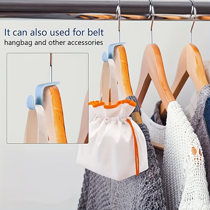 20pcs stackable plastic hooks for wardrobe organization - space-saving, wall-mounted clothing hanger connectors.