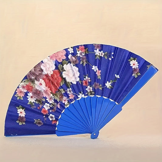 Vintage Style Hand Fans, 4pcs/8pcs Elegant Floral Handheld Folding Fans, Made with Silk Fabric and Plastic Ribs, Decorative Dance Fans with Power-Free Antique Design, Perfect for Gifts and Performances