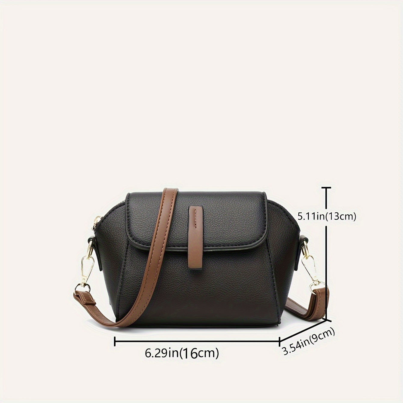 Stylish women's crossbody bag made of PU leather for daily use, measuring 7.1 x 5.1 x 3.5 inches.